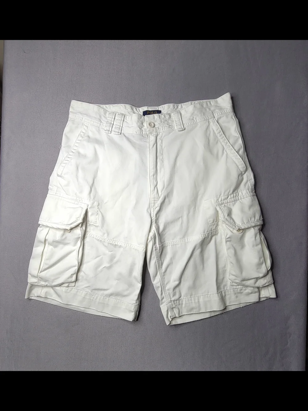 Polo Ralph Lauren Vintage Mens Gellar Fatigue Cargo Shorts Color White Size 34